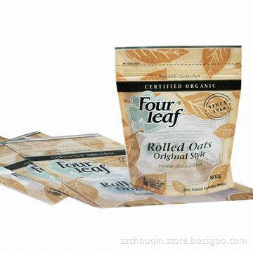 Zipper Grocery Bags for Tea Packaging, High Barrier Stand-up, Made of PET or PE with Printing